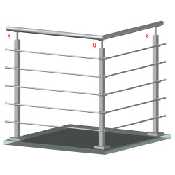 Nerezový stĺp, vrchné kotvenie, 5-radový priechodný Nerezový stĺp, vrchné kotvenie, 5-radový priechodný
